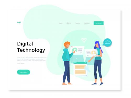 Digital Technology Website Development Illustration for Landing Page