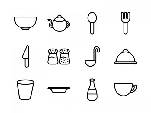 Dining Icon Set Outline