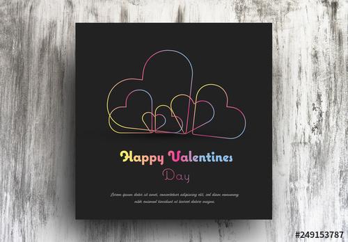 Valentine's Day Card Layout with Gradient Hearts - 249153787