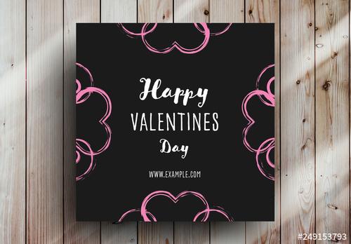 Valentine's Day Card Layout with Pink Hearts - 249153793