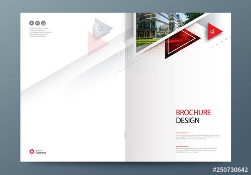 Business Report Cover Layout with Triangles - 250730642