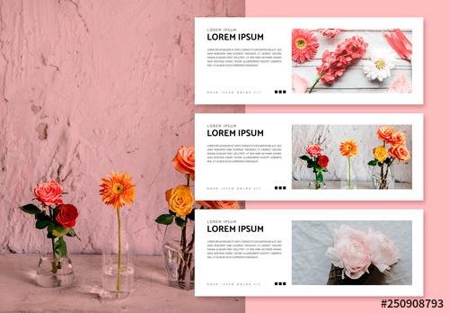 Social Media Banner Layouts with Flower Photos - 250908793