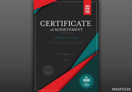 Award Certificate Layout with Red Accents - 251671119