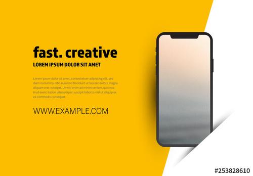 Web Banner Layout with Smartphone Mockup - 253828610