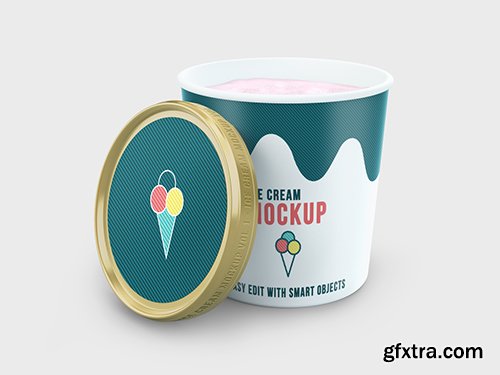 Round Ice Cream Container Mockup 219434640