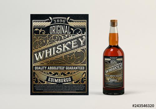 Vintage Whiskey Label Layout - 243546320
