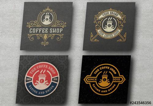 Set of 4 Coffee Shop Logo Layouts - 243546356