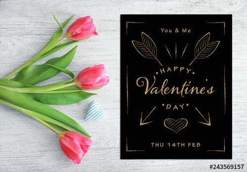 Gold Glitter Valentine's Day Flyer Layout - 243569157