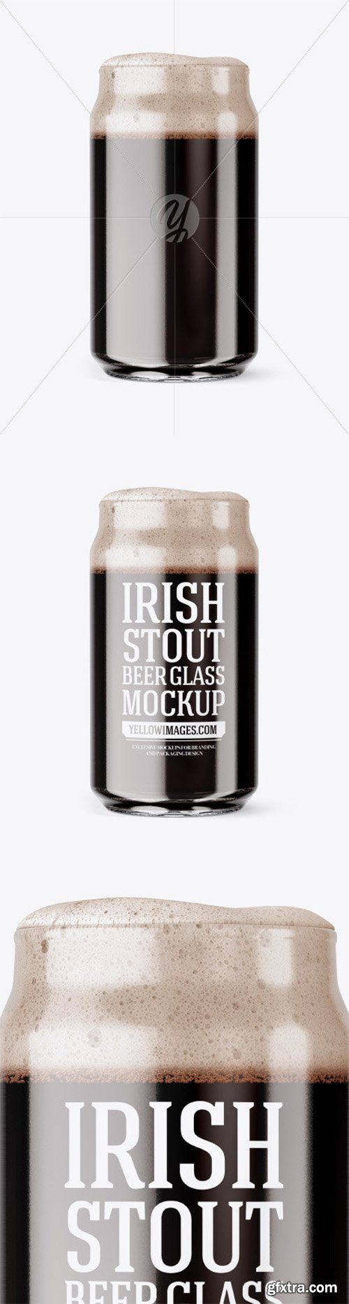 Can Shaped Glass Cup w/ Irish Stout Mockup 51164