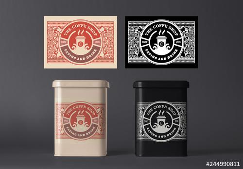 Vintage-Style Coffee Label Layout - 244990811