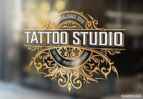 Vintage-Style Tattoo Studio Logo Layout - 244991326