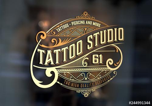 Vintage-Style Tattoo Studio Logo Layout - 244991344