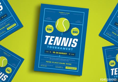Blue Tennis Tournament Event Flyer - 245188085