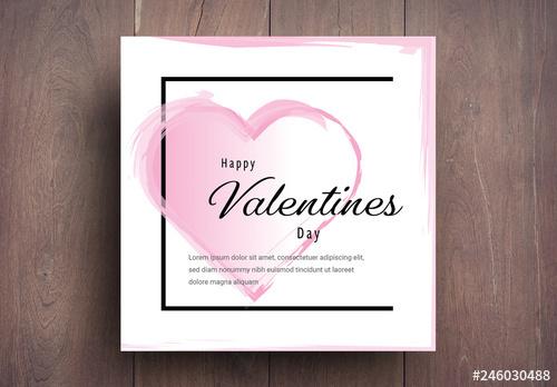 Valentine's Day Card Layout With Pink Accents - 246030488