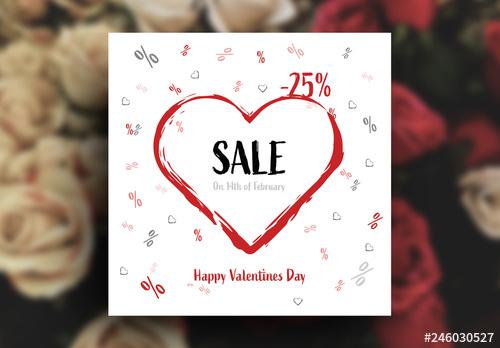 Square Valentine's Day Sale Card Layout - 246030527