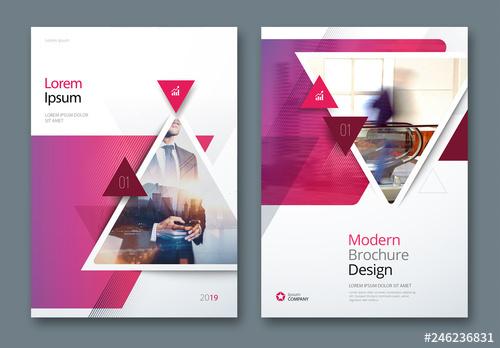Pink and Blue Business Report Cover Layouts with Triangles - 246236831