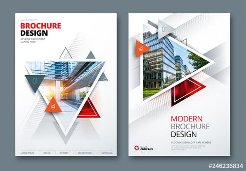 Red Business Report Cover Layouts with Triangles - 246236834