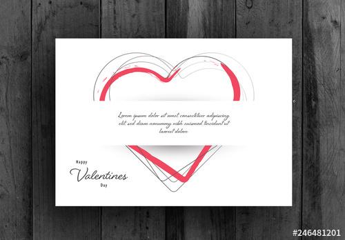 Valentine's Day Card Layout with Repeating Heart Elements - 246481201