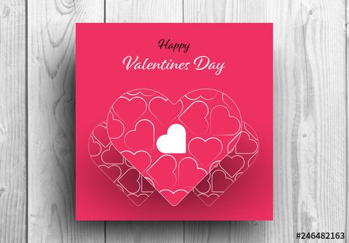 Valentine's Day Card Layout with Repeating Heart Elements - 246482163