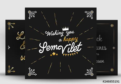 Social Media Layouts with Gold Effect - 246855191