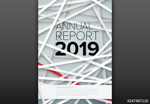 Annual Report Cover Layout with Layered Stripes - 247467110