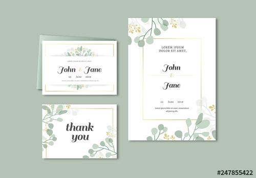 Wedding Invitation with Botanical Accents - 247855422