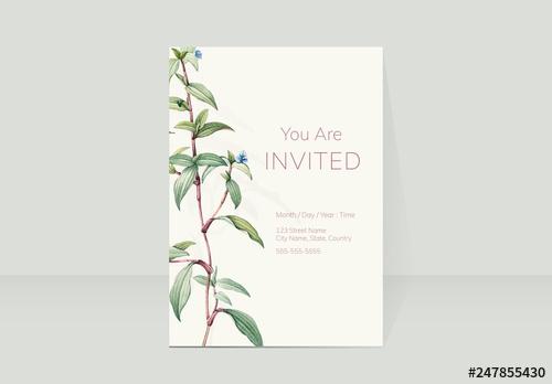 Invitation Layout with Botanical Accents - 247855430
