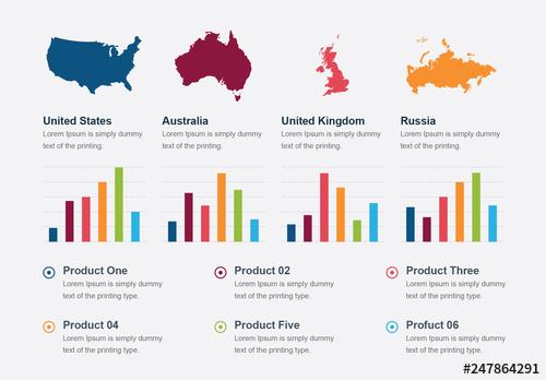 Country Comparison Map Infographic Layout - 247864291