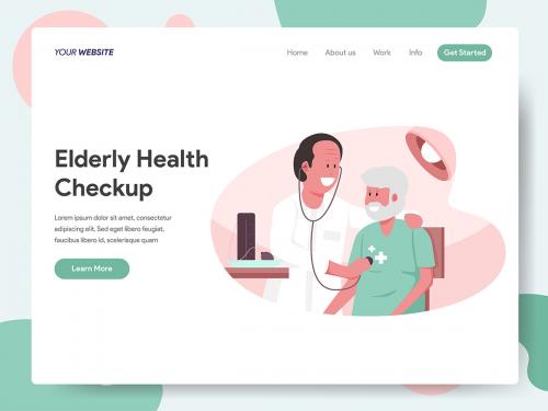 Elderly Health Checkup with Doctor Illustration