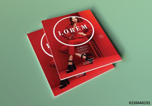 Fashion Magazine Cover Layout with Photo Placeholder - 238444192