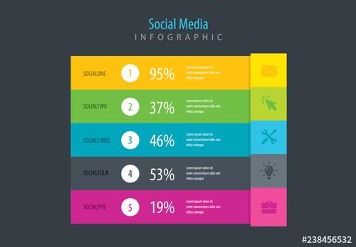 Social Media Infographic Layout with Icons - 238456532