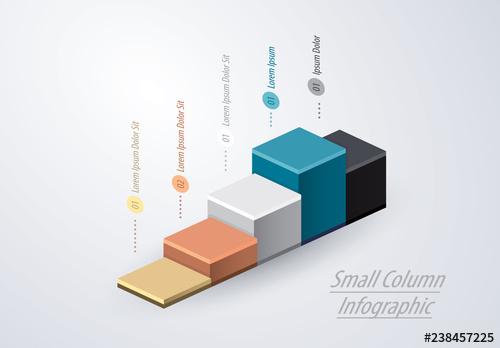 Infographic Layout with 3D Stairstep Elements - 238457225