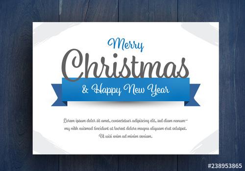 Christmas Card Layout With Blue Accents - 238953865