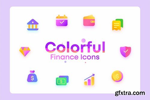 Colorful Finance, wallet, bank, Illustration Icons