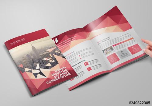 Red Geometric Bifold Brochure Layout - 240822305