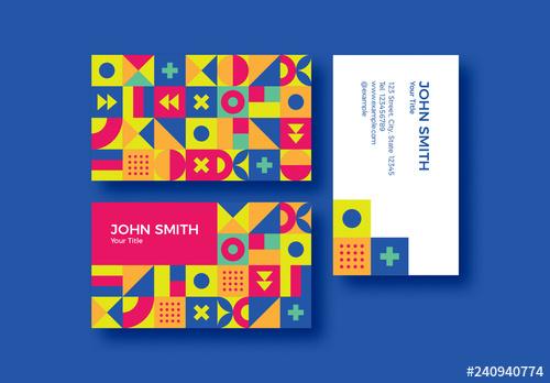 Colorful Patterned Business Card Layout - 240940774