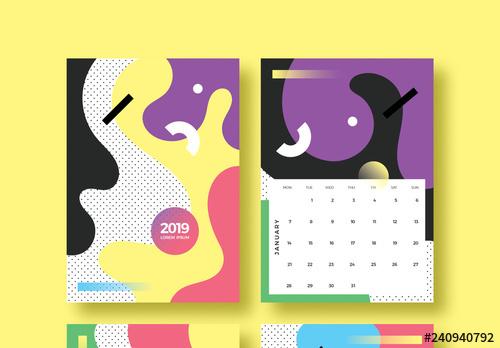 Colorful Shapes Calendar Layout - 240940792