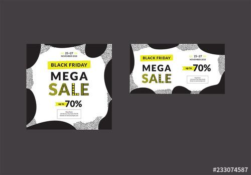 Black Friday Sale Social Media Feed Layout with Yellow Accents - 233074587