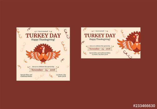 Thanksgiving Social Media Feed Layouts with Turkey and Spiral Elements - 233466630