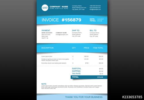 Invoice Layout with Blue Accents - 233653785