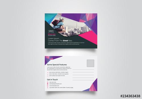Postcard Layout with Geometric Elements - 234363438