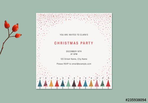 Colorful Christmas Party Invitation Layout - 235938094