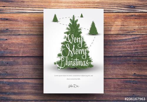 Christmas Card Layout with Christmas Trees - 236167963