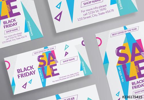 Sale Flyer Layout with Colored Triangle Elements - 236175415