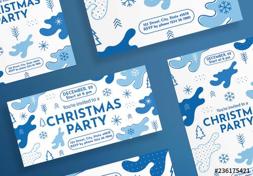 Christmas Flyer Layout with Snowflake and Christmas Tree Elements - 236175421