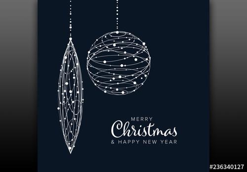 Christmas Card Layout with Ornaments - 236340127