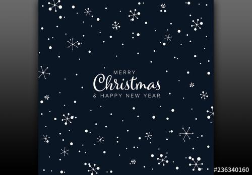 Christmas Card Layout with Snowflakes - 236340160