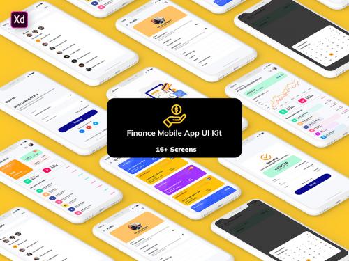 Finance Mobile App Template UI Kit Light Version (XD)