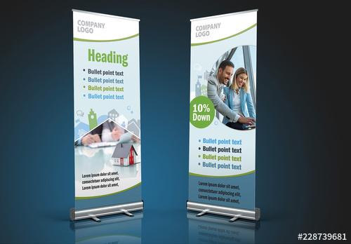 Light Blue Rollup Banner Layout - 228739681