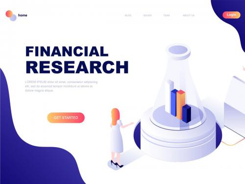 Financial Research Isometric Landing Page Template